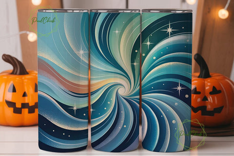 Cosmic Teal Swirl 20oz Tumbler Wrap Sublimation PixelChick 
