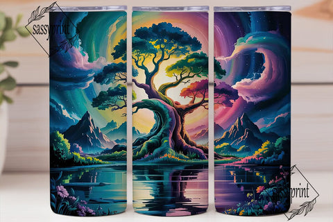 Cosmic Tree Tumbler Wrap PNG Sublimation sassyprint 