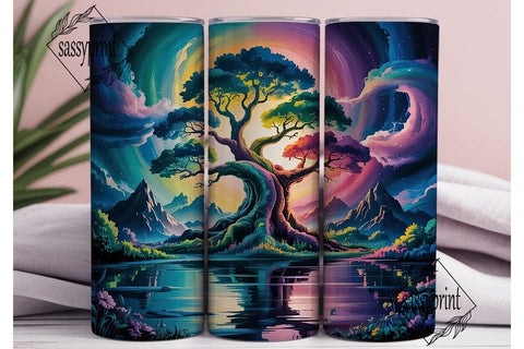 Cosmic Tree Tumbler Wrap PNG Sublimation sassyprint 