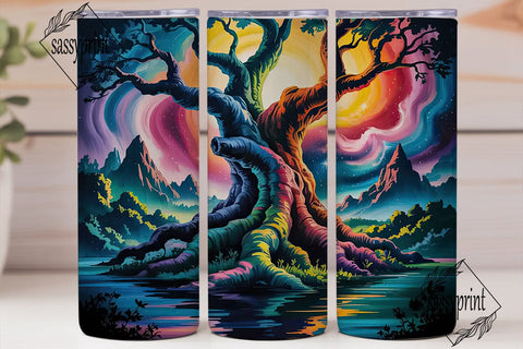 Cosmic Tree Tumbler Wrap PNG Sublimation sassyprint 