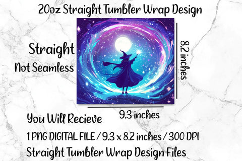 Cosmic Witch 20oz Skinny Tumbler Wrap Sublimation Design. Sublimation CosmosFineArt 
