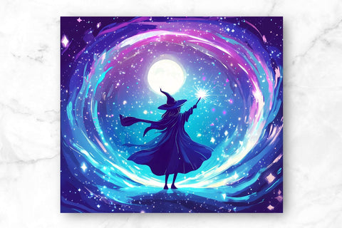 Cosmic Witch 20oz Skinny Tumbler Wrap Sublimation Design. Sublimation CosmosFineArt 