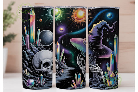 Cosmic Witch Crystal Skull Tumbler Wrap Sublimation PixelChick 