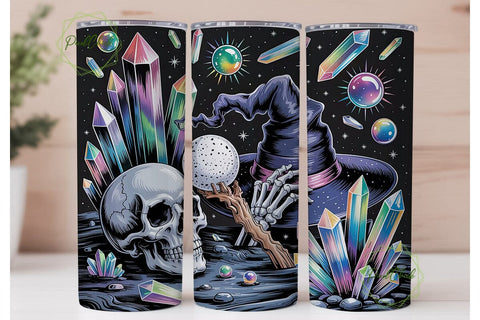 Cosmic Witch Crystal Skull Tumbler Wrap Sublimation PixelChick 