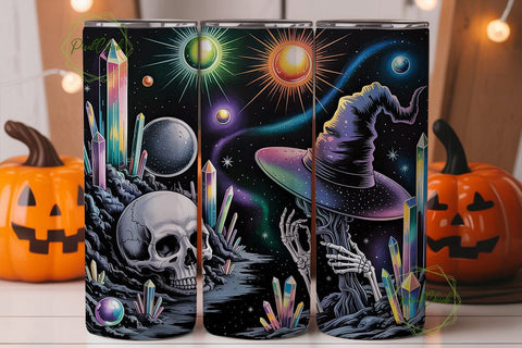 Cosmic Witch Crystal Skull Tumbler Wrap Sublimation PixelChick 