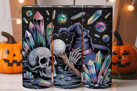 Cosmic Witch Crystal Skull Tumbler Wrap Sublimation PixelChick 