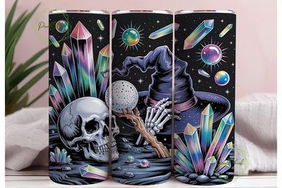 Cosmic Witch Crystal Skull Tumbler Wrap Sublimation PixelChick 