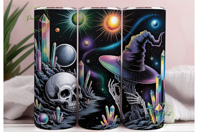 Cosmic Witch Crystal Skull Tumbler Wrap Sublimation PixelChick 