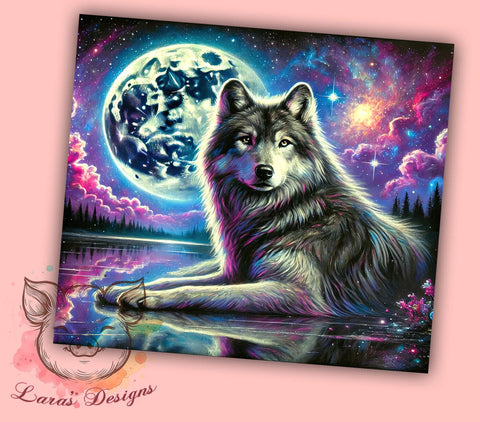Cosmic Wolf Celestial 20oz Tumbler, Cosmic Wolf Tumbler, Celestial Tumbler, Sublimation Wrap, 20oz Tumbler, Night Sky Design, Animal Art Tumbler Sublimation Lara' s Designs 