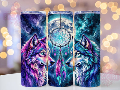 Cosmic Wolf Dreamcatcher 20oz Tumbler, Wolf Dreamcatcher, Cosmic Design, Mystical Theme, Sublimation Wrap, 20oz Tumbler, Spiritual Aesthetic, Celestial Charm Sublimation SvggirlplusArt 