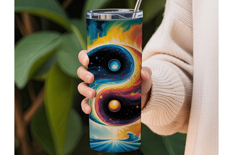 Cosmic Yin Yang 20oz Tumbler Wrap Sublimation DesignSVG 