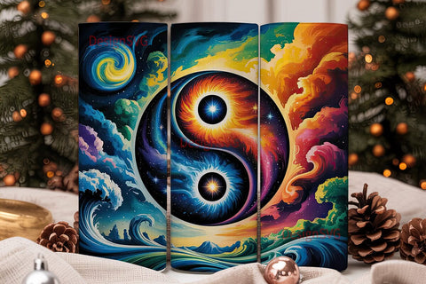 Cosmic Yin Yang 20oz Tumbler Wrap Sublimation DesignSVG 