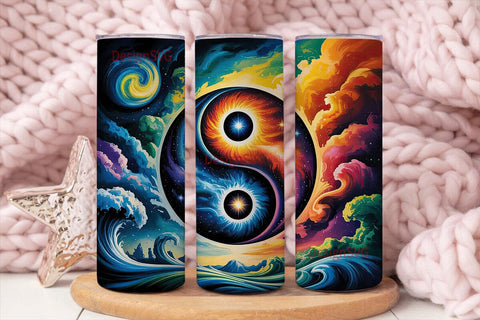 Cosmic Yin Yang 20oz Tumbler Wrap Sublimation DesignSVG 
