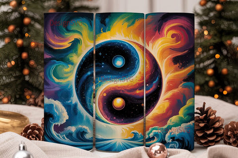 Cosmic Yin Yang 20oz Tumbler Wrap Sublimation DesignSVG 