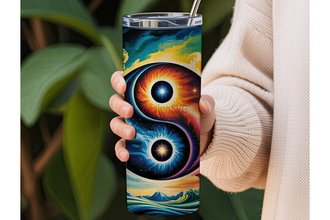 Cosmic Yin Yang 20oz Tumbler Wrap Sublimation DesignSVG 