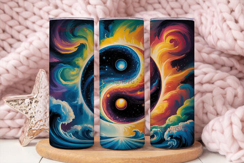 Cosmic Yin Yang 20oz Tumbler Wrap Sublimation DesignSVG 