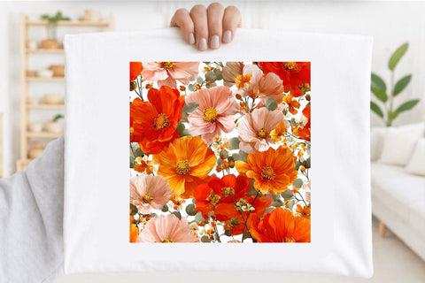 Cosmos and Poppy Flower Patterns Digital Pattern SVGArt 