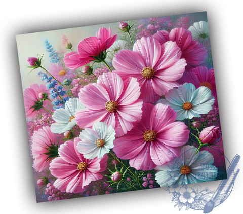 Cosmos Flower Nature 20oz Tumbler, Flower Wrap, Floral Tumbler Design, Flower Lover Gift, Sublimation Tumbler Wrap, Botanical Tumbler, Nature Lover Gift Sublimation ToriDesigns 