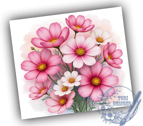 Cosmos Flower Nature 20oz Tumbler, Flower Wrap, Floral Tumbler Design, Flower Lover Gift, Sublimation Tumbler Wrap, Botanical Tumbler, Nature Lover Gift Sublimation ToriDesigns 