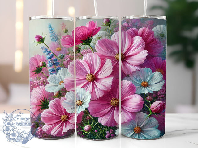 Cosmos Flower Nature 20oz Tumbler, Flower Wrap, Floral Tumbler Design, Flower Lover Gift, Sublimation Tumbler Wrap, Botanical Tumbler, Nature Lover Gift Sublimation ToriDesigns 