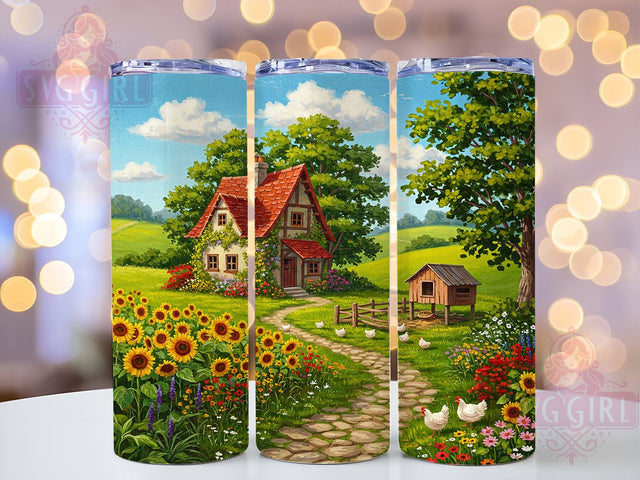 Cottage Core Farmhouse Spring Flowers 20oz Tumbler Wrap, Farmhouse Floral Design, 20oz Sublimation Tumbler, Spring Flower Drinkware, Rustic Gift for Her, Vintage Flower Tumbler Sublimation SvggirlplusArt 