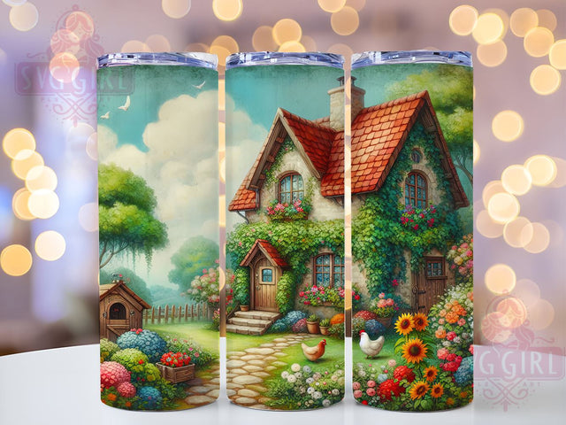 Cottage Core Farmhouse Spring Flowers 20oz Tumbler Wrap, Farmhouse Floral Design, 20oz Sublimation Tumbler, Spring Flower Drinkware, Rustic Gift for Her, Vintage Flower Tumbler Sublimation SvggirlplusArt 