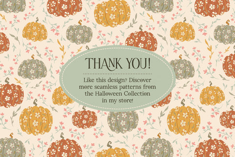 Cottage Style Halloween Pumpkins - Seamless Pattern Digital Pattern Alice Z. 
