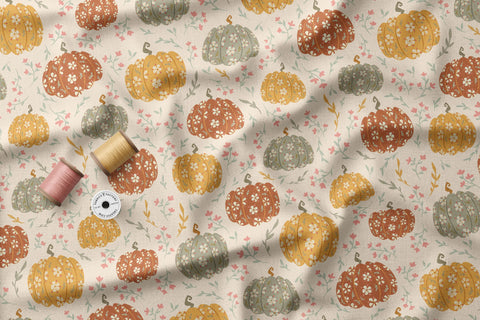 Cottage Style Halloween Pumpkins - Seamless Pattern Digital Pattern Alice Z. 