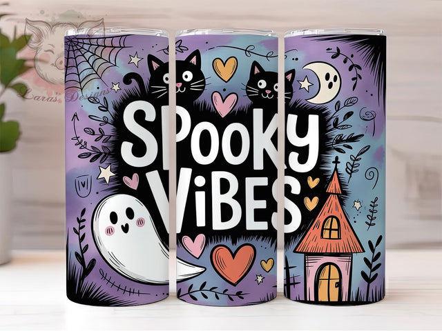 Cottagecore Doodle Cat Halloween Tumbler, Doodle Cat Wrap, Fall Folk Art Tumbler, Spooky Vibes Sublimation, 20oz Tumbler Design, Whimsical Halloween Wrap, Autumn Cat Tumbler Sublimation Lara' s Designs 