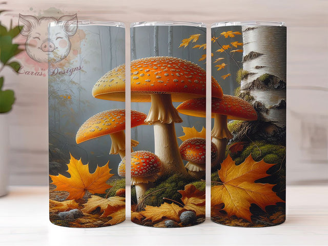 Cottagecore Fall Mushroom Tumbler Wrap, Fall Mushroom PNG, Autumn Wildflower Cup, Rustic Sublimation Design, 20OZ Tumbler Wrap, Cozy Nature Tumbler, Boho Fall Wrap Sublimation Lara' s Designs 