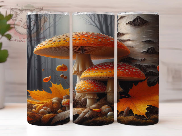 Cottagecore Fall Mushroom Tumbler Wrap, Fall Mushroom PNG, Autumn Wildflower Cup, Rustic Sublimation Design, 20OZ Tumbler Wrap, Cozy Nature Tumbler, Boho Fall Wrap Sublimation Lara' s Designs 