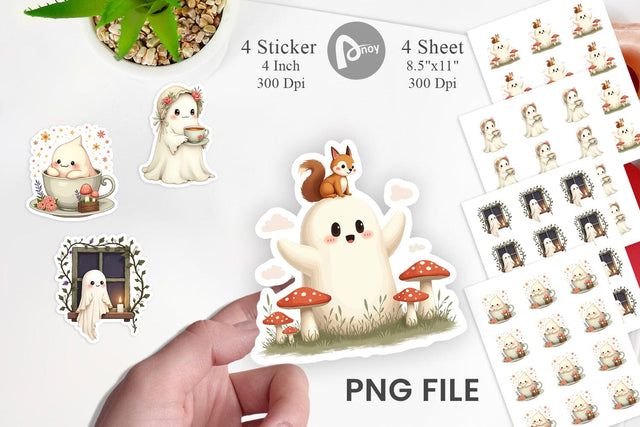 Cottagecore Ghosties Sticker Sublimation artnoy 