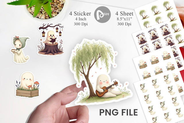 Cottagecore Ghosties Sticker Sublimation artnoy 