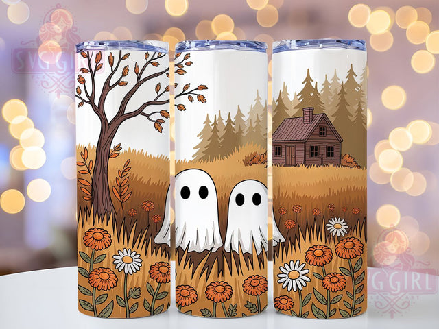 Cottagecore Ghosts Halloween Tumbler, Autumn Cottagecore Cup, Halloween Meadow Wrap, 20Oz Sublimation Design, Rustic Ghost Mug, Fall Cottagecore Drinkware, Whimsical Halloween Tumbler Sublimation SvggirlplusArt 