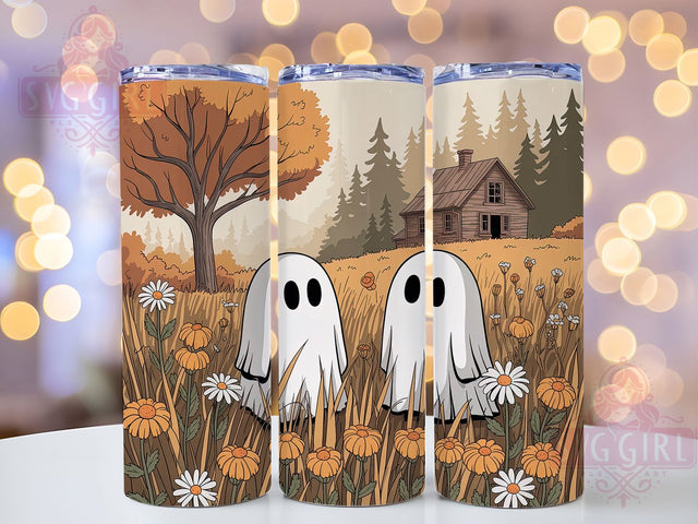 Cottagecore Ghosts Halloween Tumbler, Autumn Cottagecore Cup, Halloween Meadow Wrap, 20Oz Sublimation Design, Rustic Ghost Mug, Fall Cottagecore Drinkware, Whimsical Halloween Tumbler Sublimation SvggirlplusArt 
