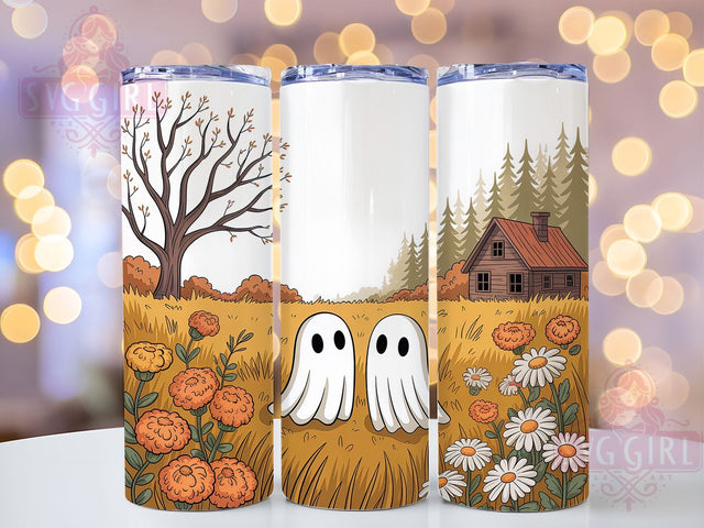 Cottagecore Ghosts Halloween Tumbler, Autumn Cottagecore Cup, Halloween Meadow Wrap, 20Oz Sublimation Design, Rustic Ghost Mug, Fall Cottagecore Drinkware, Whimsical Halloween Tumbler Sublimation SvggirlplusArt 