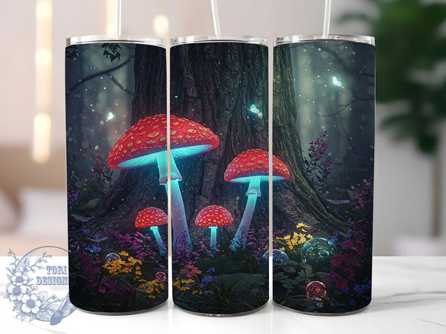 Cottagecore Mushroom Boho Tumbler, Fungi Aesthetic Cup, 20oz Sublimation Wrap, Cottagecore Mushroom Design, Boho Forest Tumbler, Whimsical Nature Cup, Psychedelic Fungi Art Sublimation ToriDesigns 