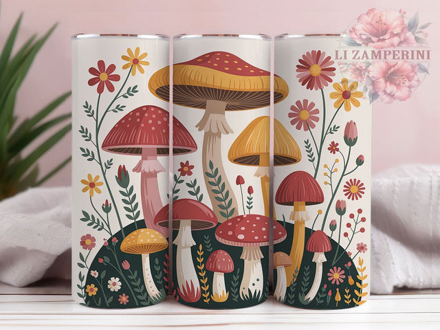 Cottagecore Mushroom Forest Tumbler, Mushroom Pattern Tumbler, 20oz Tumbler Wrap, Sublimation Design, Nature Lover Gift, Whimsical Mushroom Wrap, Forest Cottage Tumbler Sublimation Li Zamperini 
