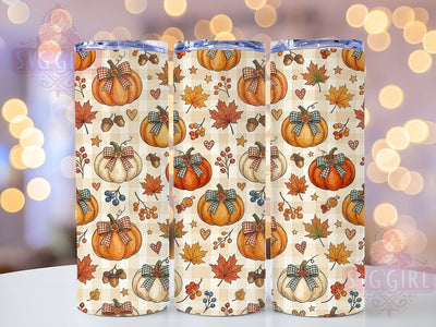 Cottagecore Pumpkin Quilt 20oz Tumbler, Pumpkin Motif, Quilt Accent, Cottagecore Theme, Rustic Art Design, Cozy Flair, Sublimation Wrap, 20oz Tumbler Sublimation SvggirlplusArt 