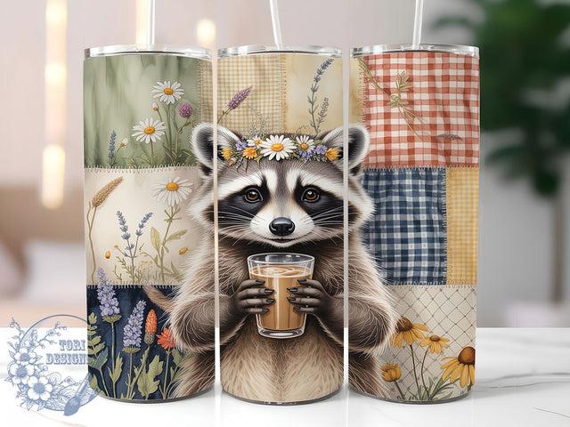 Cottagecore Raccoon Charm 20oz Tumbler, Raccoon Charm, Cottagecore Design, Rustic Theme, Sublimation Wrap, 20oz Tumbler, Whimsical Aesthetic, Woodland Magic Sublimation ToriDesigns 
