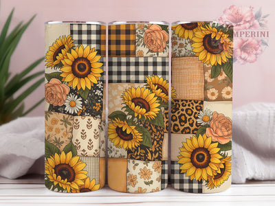 Cottagecore Sunflower Rustic 20oz Tumbler, Sunflower Bloom, Golden Yellow, Rustic Charm, Nature Inspired, 20oz Tumbler Wrap, Sublimation PNG Sublimation Li Zamperini 