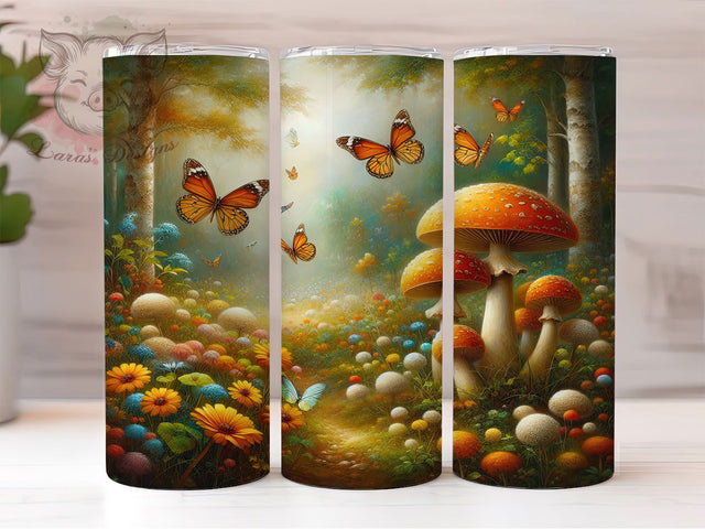 Cottagecore Wildflower Butterfly 20oz Tumbler, Wildflower Cup Wrap, Butterfly Sublimation Design, 20Oz Tumbler Wrap, Rustic Cottagecore Cup, Nature Inspired Design, Botanical Butterfly Tumbler Sublimation Lara' s Designs 