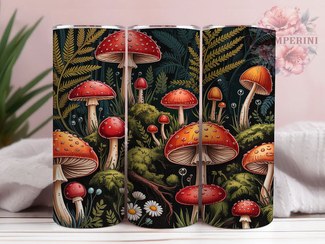 Cottagecore Wildflower Mushroom Tumbler, Wildflower Tumbler, Mushroom Tumbler Design, 20oz Tumbler Sublimation, Nature Tumbler Wrap, Boho Tumbler, Rustic Tumbler Design Sublimation Li Zamperini 