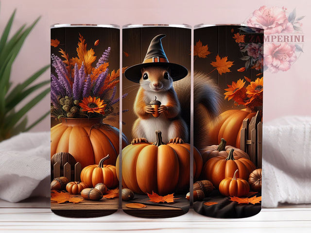 Cottagecore Woodland Squirrel Tumbler, Woodland Animal Wrap Design, Rustic Farmhouse Style, Autumn Sublimation PNG, Cozy Forest Aesthetic, 20oz Tumbler Sublimation, Cute Woodland Creature Sublimation Li Zamperini 