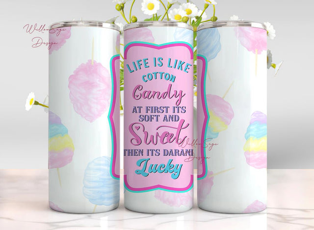 Cotton Candy, Label, Life is Like, Pastel Watercolor Rainbow, Sublimation, 20 oz Skinny Tumbler, Instant Download Sublimation WillowSageDesign 