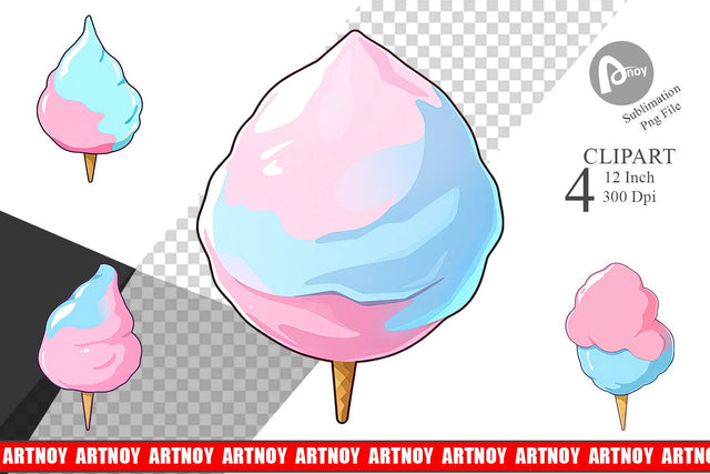 Cotton Candy Scoop Clipart Sublimation artnoy 