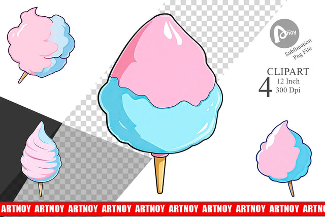 Cotton Candy Scoop Clipart Sublimation artnoy 
