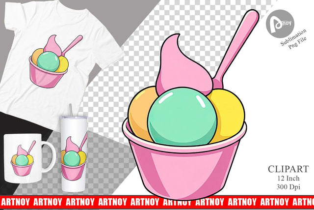 Cotton Candy Scoop Clipart Sublimation artnoy 
