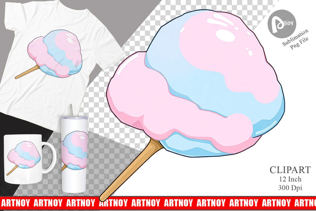 Cotton Candy Scoop Clipart Sublimation artnoy 