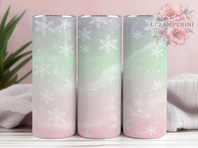 Cotton Candy Snowflake Tumbler, Winter Holidays Wrap, Glitter Mug Design, Cotton Candy Color Cup, Sublimation Wrap, Festive Drinkware, Cute Christmas Gift Sublimation Li Zamperini 